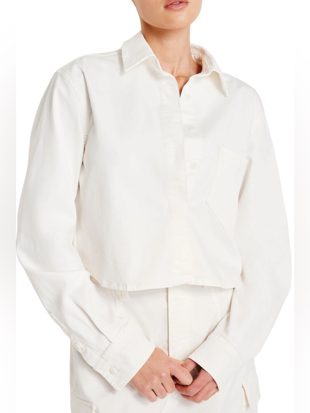 Good American Women's Lightweight Cream Button-Up Shacket